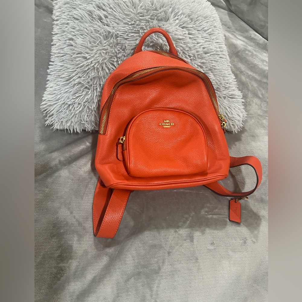 Coach Carrie Vibrant Orange Leather Backpack